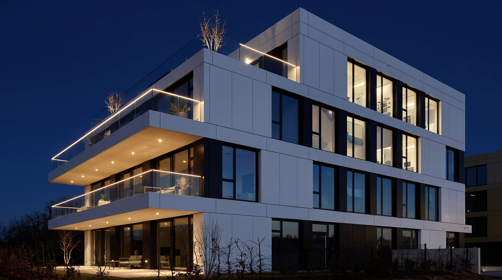 The Longevity Medical Campus Jungfernsee at blue hour