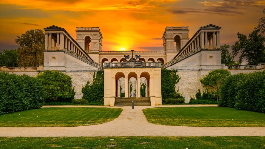 Belvedere on the Pfingstberg in Potsdam at sunset
